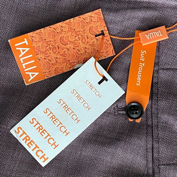 Tallia Men's 34x30 Suit Pant Vane Stretch Wool Blend Plum NEW - Picture 8 of 10